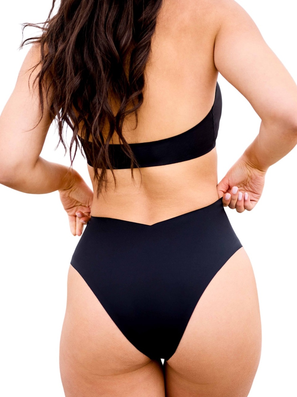 NWOT Onewith swim Seamless Jennings Black V-Front high waist bikini bottom Sz M